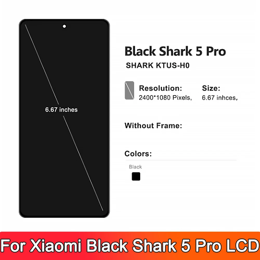 ЖК-дисплей AMOLED для Xiaomi Black Shark 5 Pro с сенсорным экраном и дигитайзером BlackShark LCD