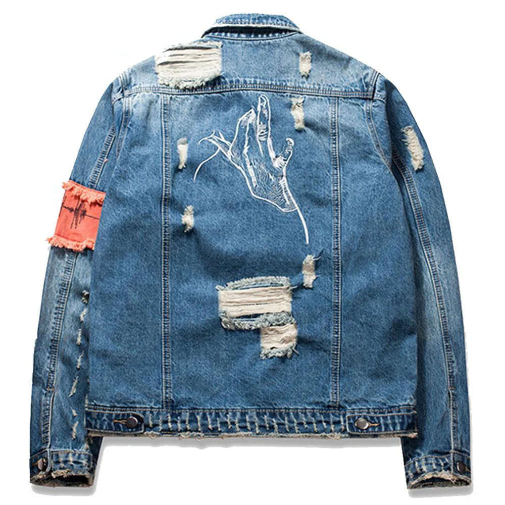 

Arbitma Zipper Destroyed Denim Jacket Coats Women Men Ripped Hip Hop Casual Streetwear Overcoats Outwear Cargo Jacket Kids