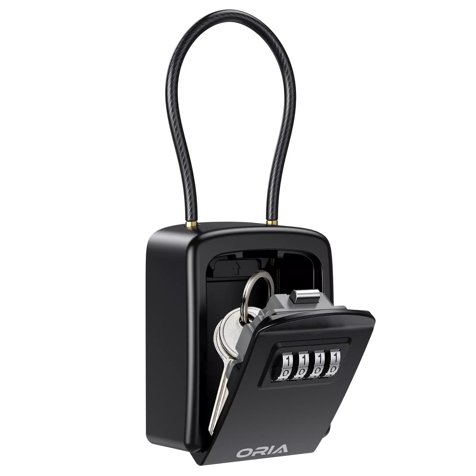 

ORIA Key Lock Box 4 Digit Combination Key Safe Box Waterproof Key Storage Lock Box with Removable Chain
