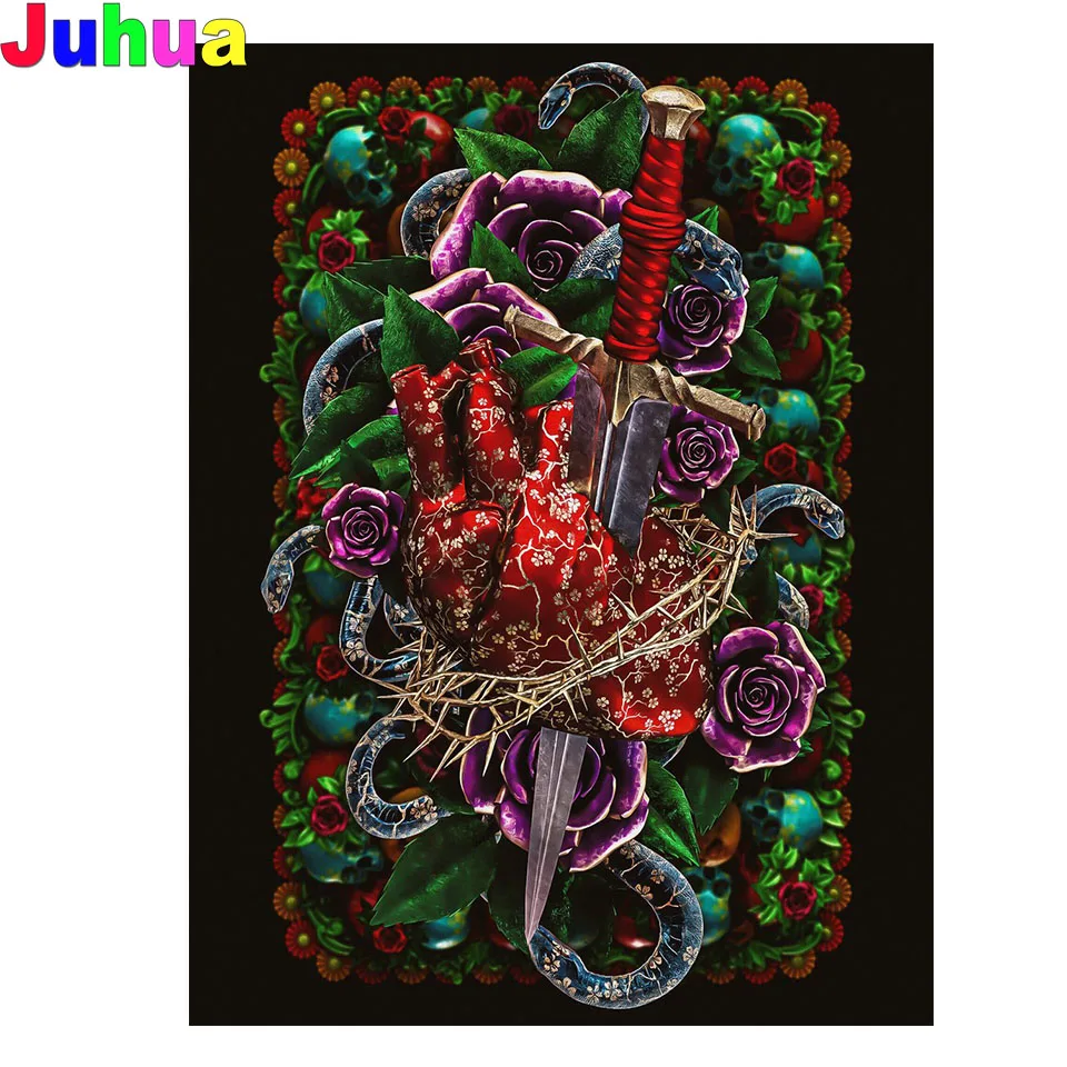 

Diamond Mosaic DIY 5D Square Diamond Painting sword Skull Lovers Diamond Patterns Rhinestone Cross Stitch Halloween decoration