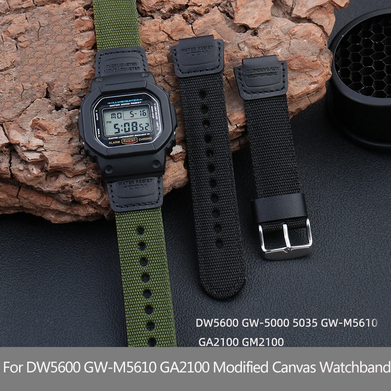 

Modified Nylon Canvas Watchband For Casio DW5600 GW-5000 5035 GW-M5610 GA2100 GA2110 GM2100 Watch Bracelet Strap 16MM Men Women