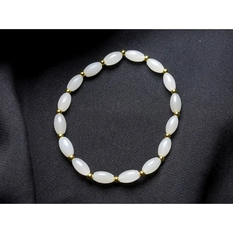 Натуральный белый нефритовый браслет Hetian Модный Универсальный Мужской и женский