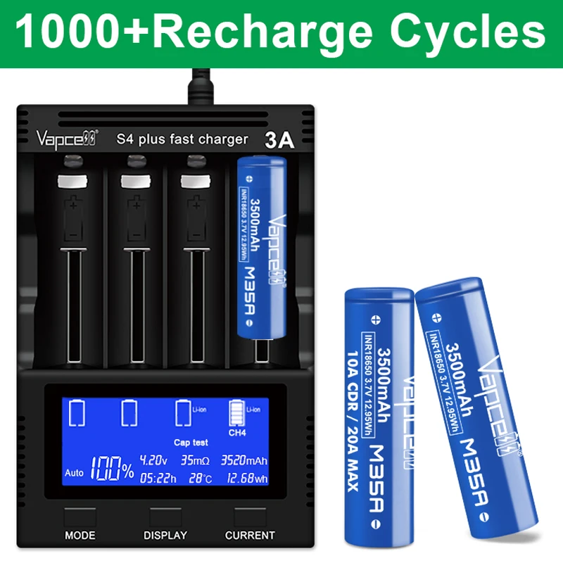 Оригинальный класс A Vapcell M35A 18650 3500 мАч аккумулятор 10A/20A 3 7 в Втч INR18650