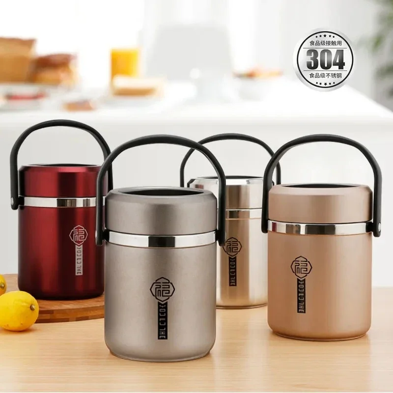 

Steel Stainless Bento Food Box Portable Large Thermal Vacuum Capacity Thermos Leakproof Jar Lunch Box Office Container Insulated