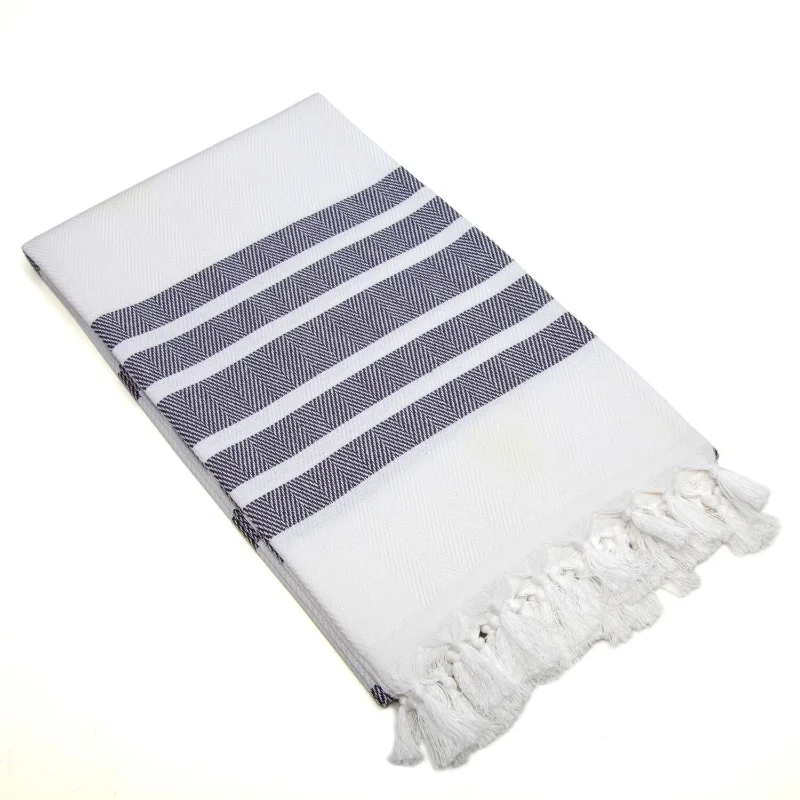 With Hand Knitted Fringe Home Textile Striped Turkish Cotton Herringbone Fouta Beach Bath Towel