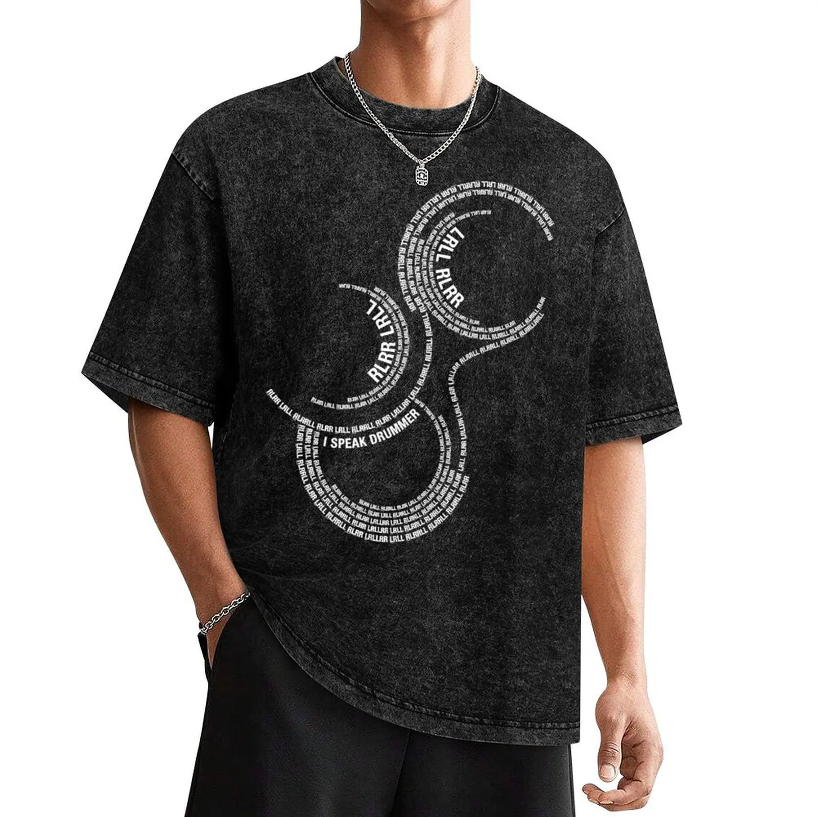 I Speak Drummer - Paradiddle Drum Rudiment RLRR LRLL Pattern (белый текст) Футболка дешевые вещи тяжелые