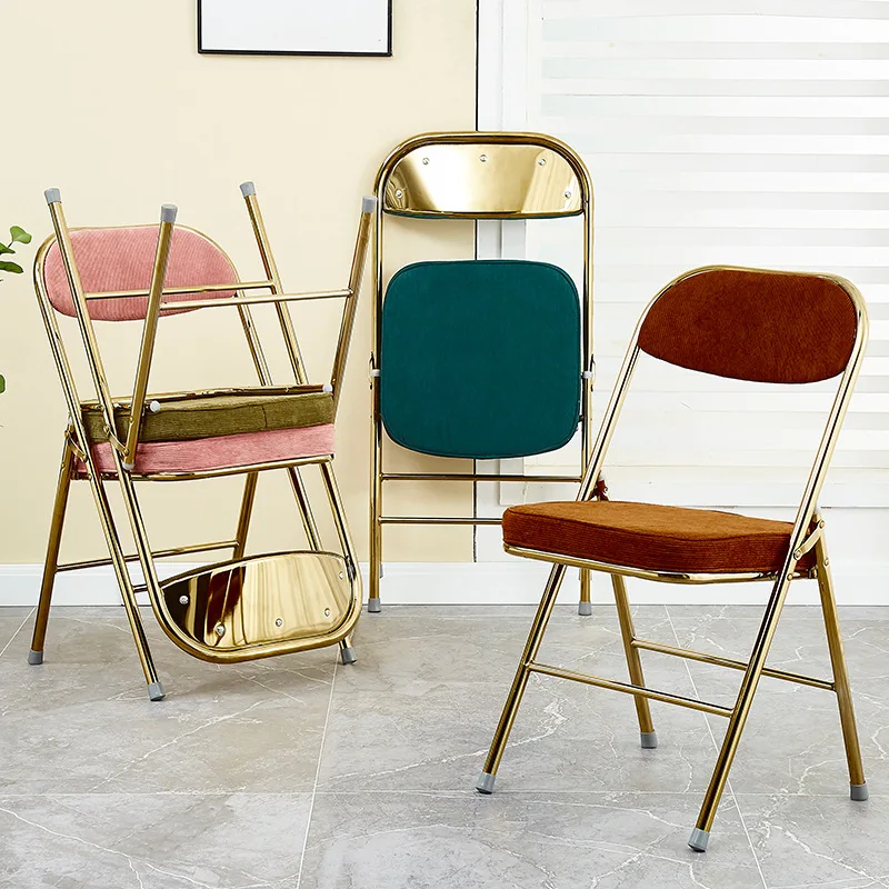 

Corduroy Retro Folding Chair INS Wind Back Chair Photography Base Soft Package Chair Multifunctional Furniture