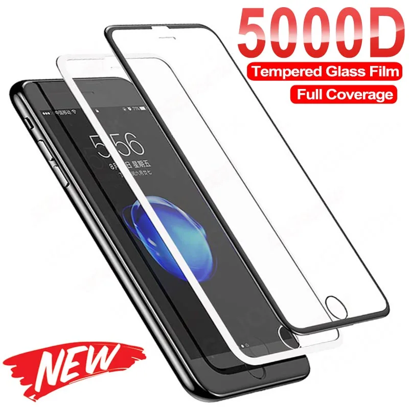 

Полноразмерное защитное стекло 5000D для iPhone SE 2020 6 6S 7 8 Plus, закаленное защитное стекло для iPhone 6 iphone7 iphone8, защитная стеклянная пленка