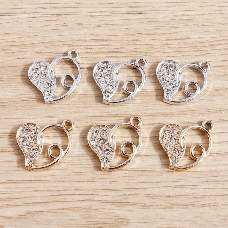 

10pcs 17x17mm Cute Crystal Love Heart Charms Pendants for Making DIY Drop Earrings Necklaces Handamde Crafts Jewelry Findings