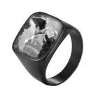 Персонализированные гравировка имени кольцо с фотографией труба квадратного сечения из нержавеющей стали для мужчин и женщин, перстни семейное фото для помолвки, свадьбы