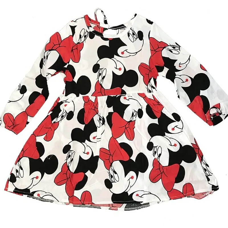 Girls Dress Spring and Autumn Long Sleeve Minnie Cartoon Print Cute Princess Christmas Tutu Kids Dresses for | Детская одежда и