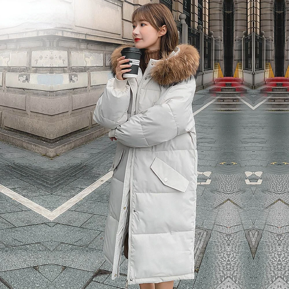 2022 Long Winter Coat Women Hooded Down Parka Ladies New Warm Winter Jacket Women Loose Big Fur Collar Jacket Coat Woman Jacket