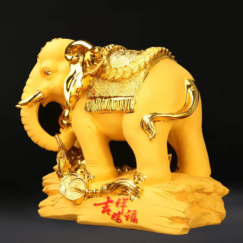 

Chinese Elephant Sculpture Resin Ornaments Crafts Accessories Home Living Room Study Office Decor Housewarming Gifts Lucky Money