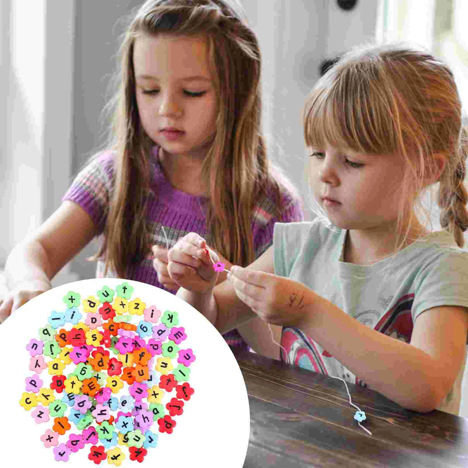 

200 Pcs DIY Beads Color Flower Shape Acrylic Drop Earrings Friendship Bracelet Letter Alphabet