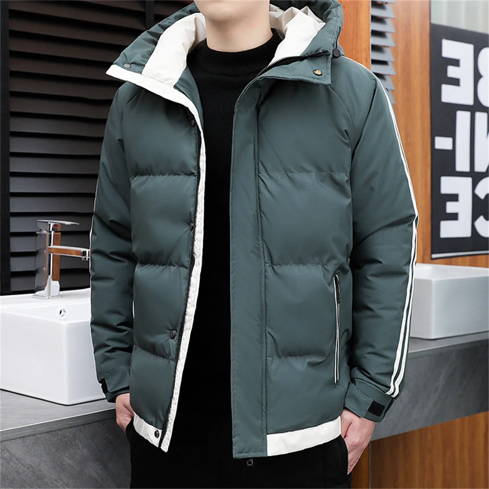 Winter Jacket Men Parkas Thicken Warm Coat Mens Hooded Solid Color Casual Parka Male Fashion Streetwear  Cotton Tops Clothes