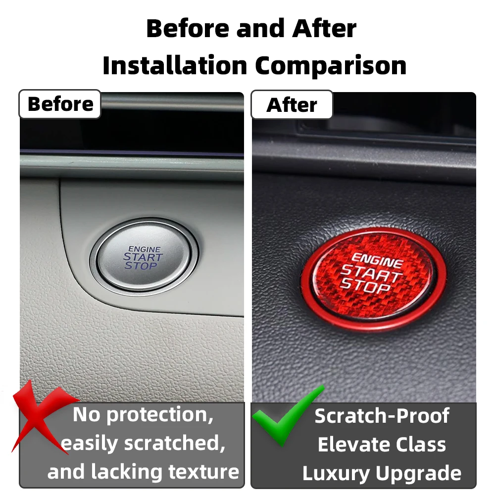 Фото Настоящее углеродное волокно для Hyundai Elantra N Tucson Santa Cruz Palisade, кнопка запуска двигателя, стоп, наклейка, аксессуары для внутренней отделки №4
