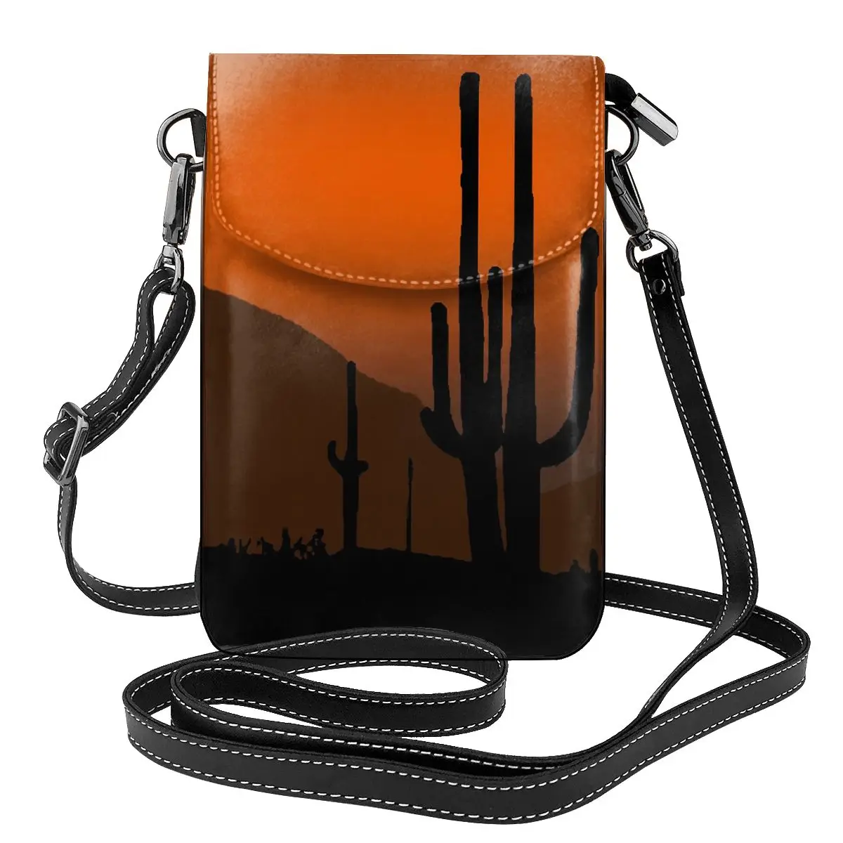 

Desert Sunset Shoulder Bag Cactus Print Student Gift Women Bags Vintage Leather Business Purse