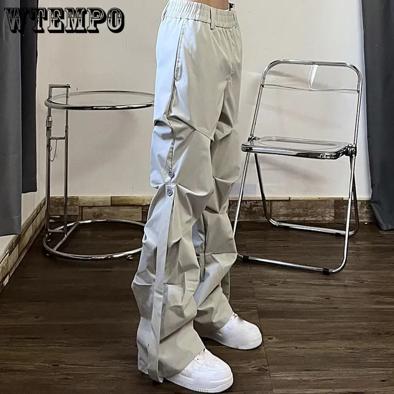 

Брюки-карго WTEMPO в стиле Харадзюку, женские спортивные штаны Y2K, уличная одежда, брюки со складками в стиле хип-хоп, модные корейские свободные повседневные длинные брюки для пар