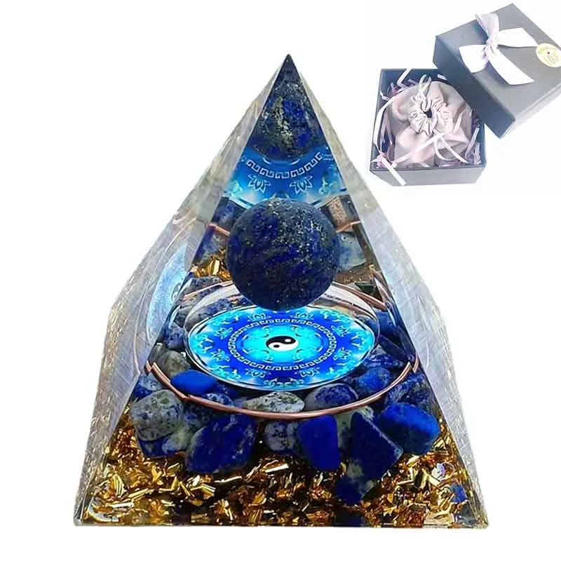 

6cm Natural Lapis Lazuli Orgonite Pyramid Orgone Energy Healing Resin Generator Meditation Ornament Dropshipping