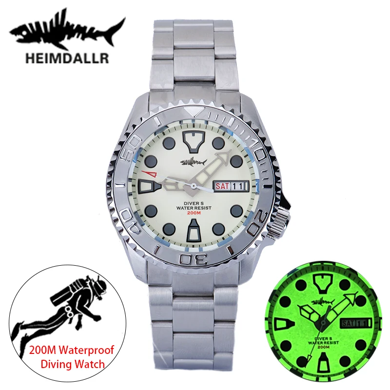 

Часы Heimdallr мужские из нержавеющей стали с сапфировым стеклом, полностью светящийся циферблат, 200 м, водонепроницаемые японские автоматические механические часы для дайвинга NH36