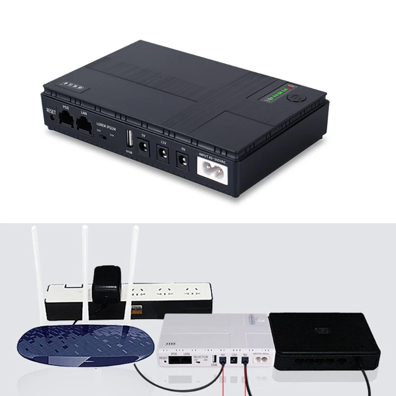  5V-12V Large Capacity Mini Portable UPS Backup Power Adapter for WiFi, Router Camera Speaker,CCTV  &  Modem Equipment 8800/10400mA 