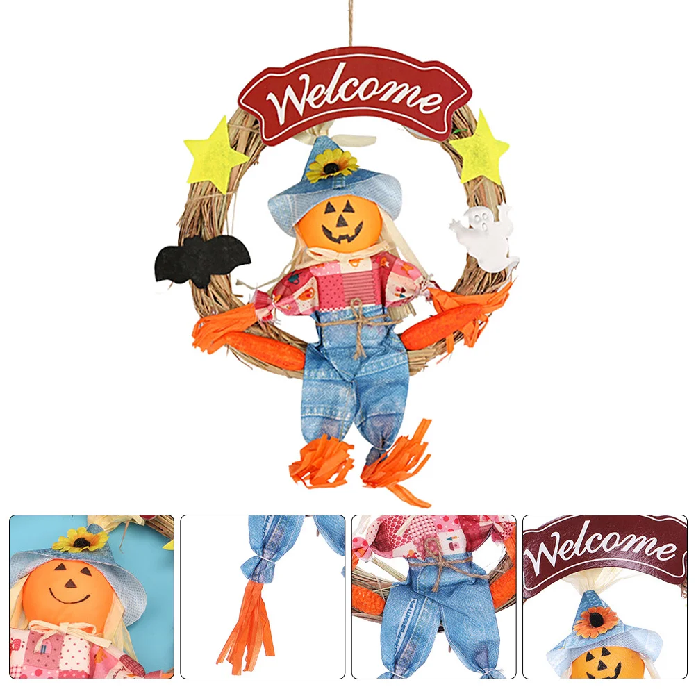 

1Pc Hanging Pendant Beautiful Scarecrow Cartoon Wreath Home Decor Hanging Pendant for Wall