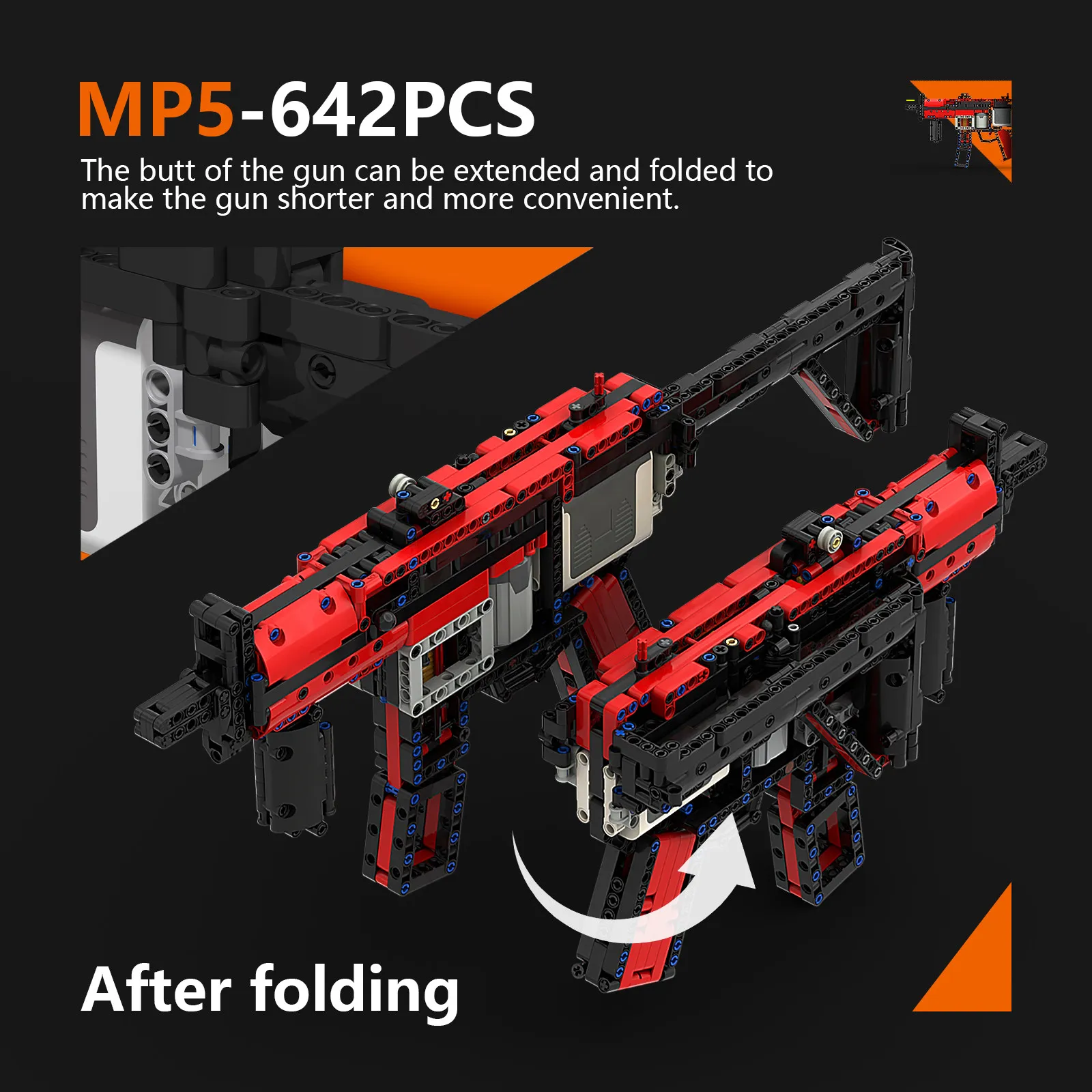 MOC-29369-MP5 Submachine Gun Ver High-Tech моторизованная Submachinegun модель MOC строительные блоки