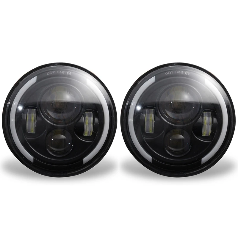 

2X 7 Inch LED Headlights Halo Angle Eye DRL Turn Signal Light For Jeep Wrangler JK TJ CJ LJ
