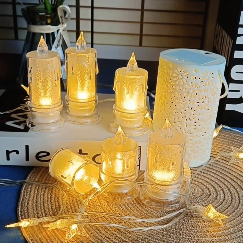 

Flameless Crystal LED Candle Light Decorative Ornaments Desk Electronic Night Lamp Tea Light Wedding Party Cafe Restaurant Home