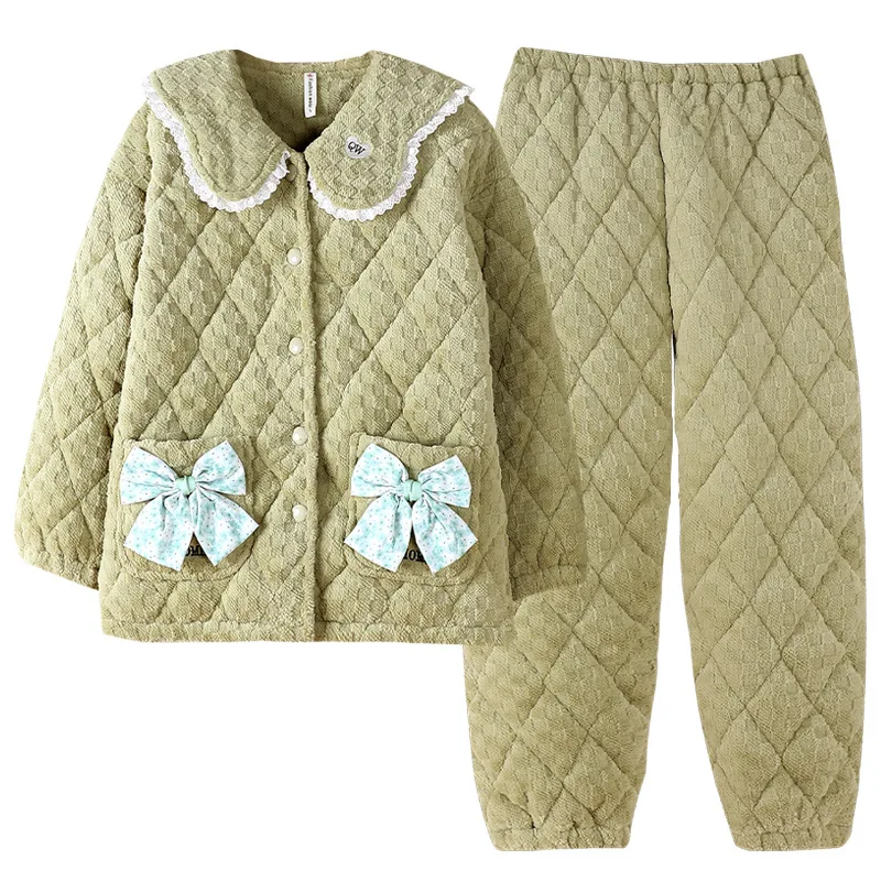Coral Fleece Hoodies Pajamas Set Korean Minimalist Style Winter Thick Pajama Warm Pjs for Women Sleepwear