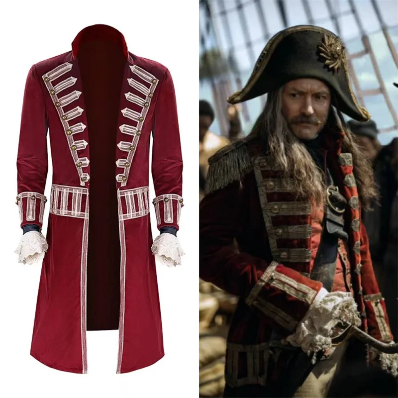 

Peter Pan And Wendy Captain Hook Cosplay Costume Fantasia Coat Pirate Outfits Halloween Carnival Party Suit