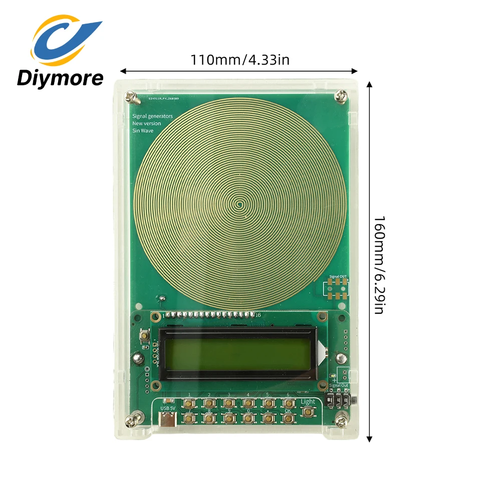 Генератор волн Шумана Type-C 5V, генератор чистого синусоидального сигнала с регулируемой частотой 0,01 Гц-99999 Гц, в комплекте наушники (art.: 3920da5682f04) - 3920da5682f04