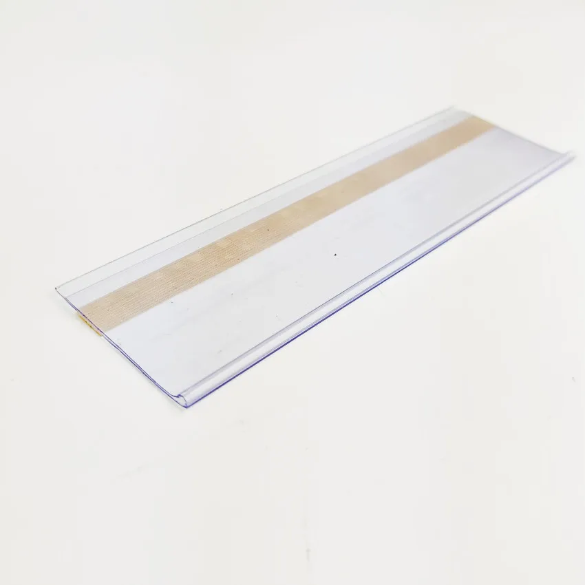 H4.5cm Long Plastic PVC Shelf Data Strips Clip Holder Merchandise Price Talker Sign Label Display Adhesive Tape 1Pack