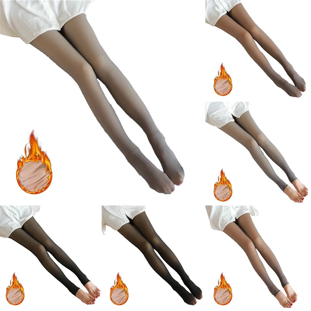 Winter Warm Thermal Legging Women Fake Translucent Fleece Pantyhose Thick Stretch Stocks Pants High Waist Elastic Tights A50