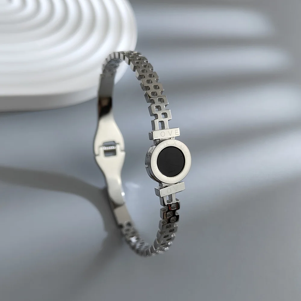 Браслеты женские из нержавеющей стали с черными дисками акриловые украшения