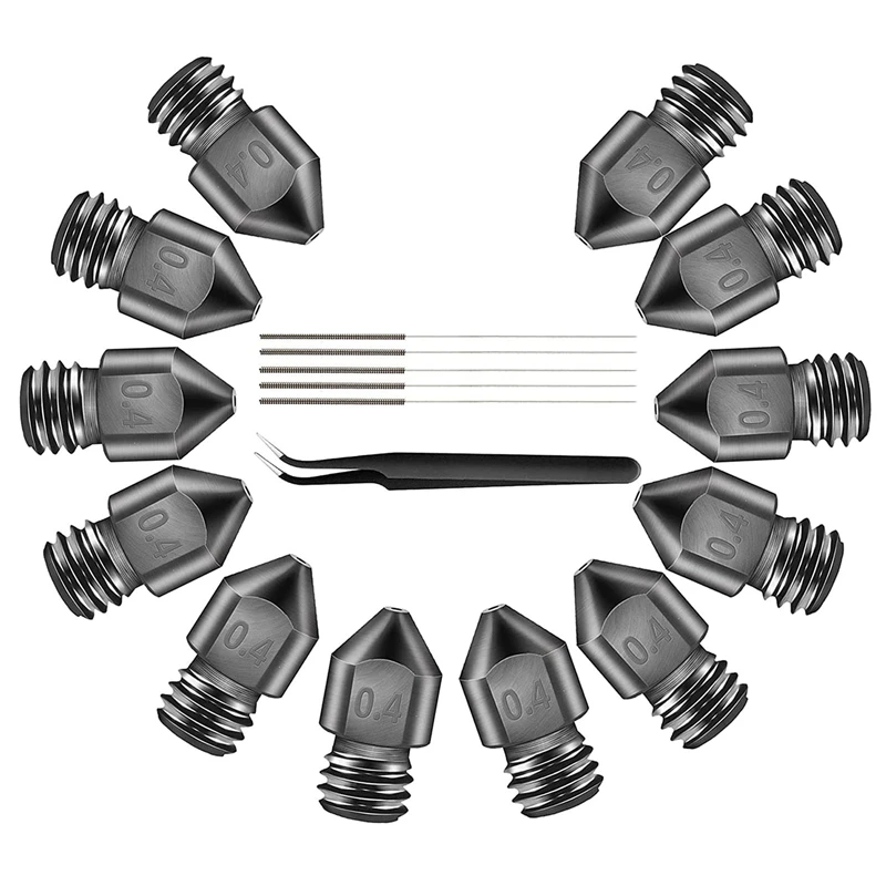 

0.4 Mm MK8 Ender 3 Nozzles Set Included 3D Printer Hardened Steel For Makerbot Creality CR-10 Ender 3 Pro Prusa I3