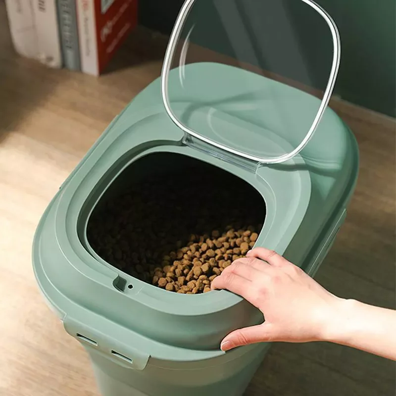 

Контейнер для хранения пищи для домашних животных высокой емкости, влагостойкий, герметичный, с мерной чашкой, аксессуары для собак, предме...