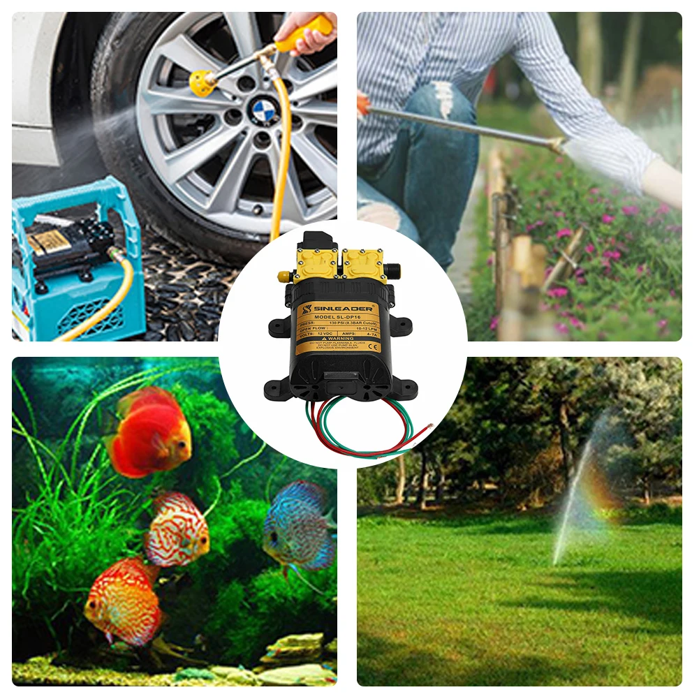 

1pcs 12LPM Caravan DC 12V 130PSI Double Head Diaphragm Water Pump High Pressure Self-Priming Camping Boat Farm Car Wash