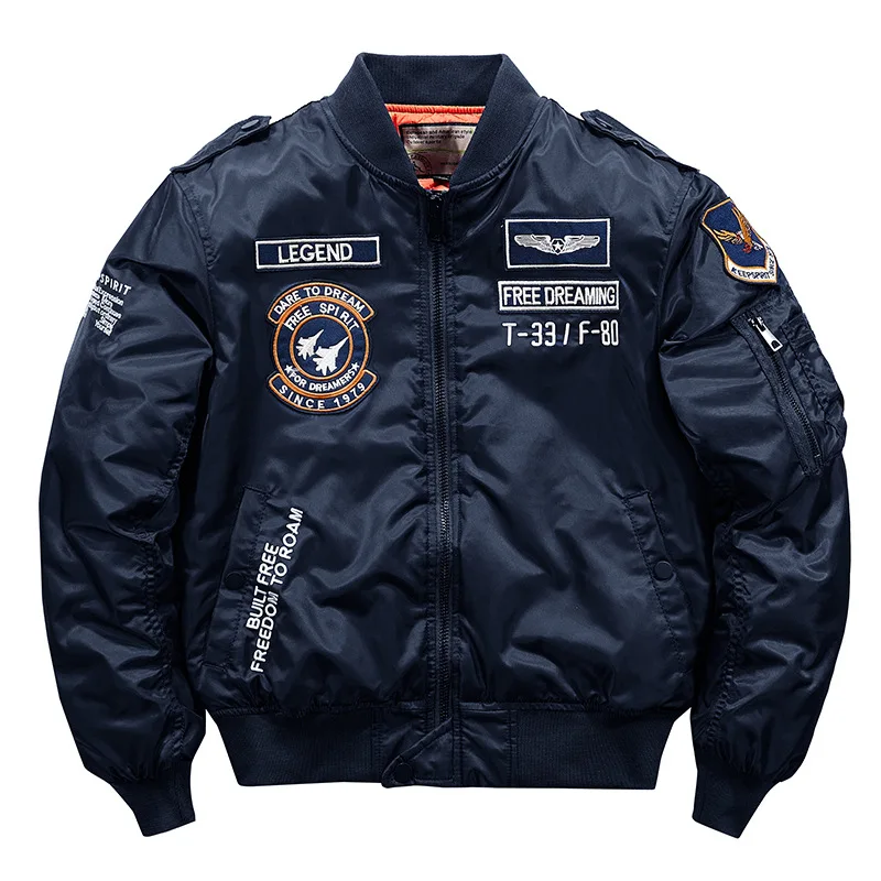 

Hip hop Jacket Men High quality Thick Army Navy White Military motorcycle Ma-1 aviator Pilot Men Baseball Bomber Jacket Men