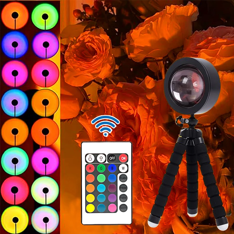 

16 Colors Adjustable Photography Sunset Lamp Led USB Smart Remote Projector Night Light Home Decor Room Wall Decoration Lighting