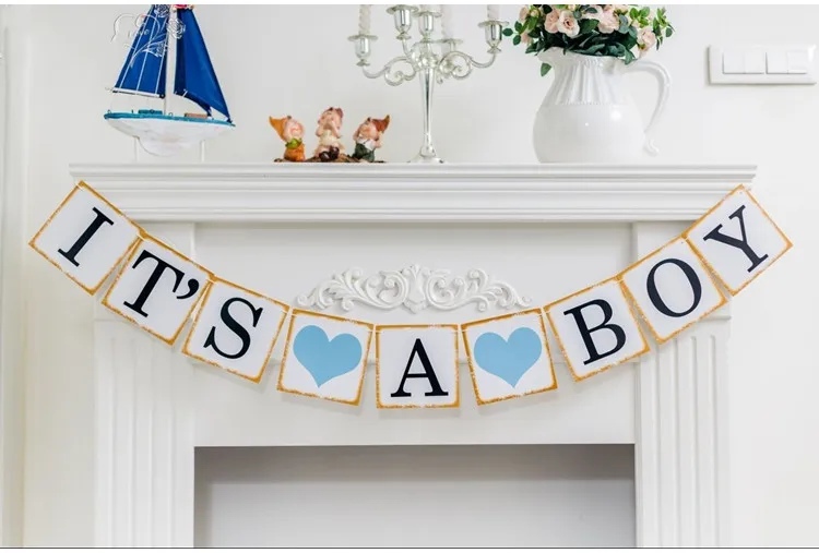 

Boy Baby Shower Decorations, It is a Boy Banners, cake topper, sash, pin