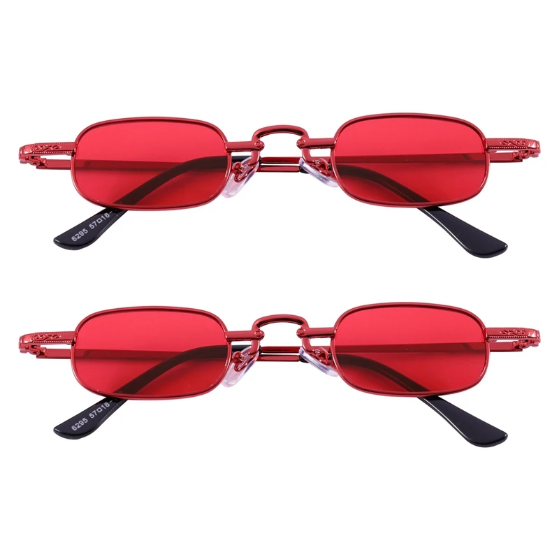 

2X Ретро панковские очки прозрачные Квадратные Солнцезащитные очки женские ретро солнцезащитные очки мужские металлические очки-красные