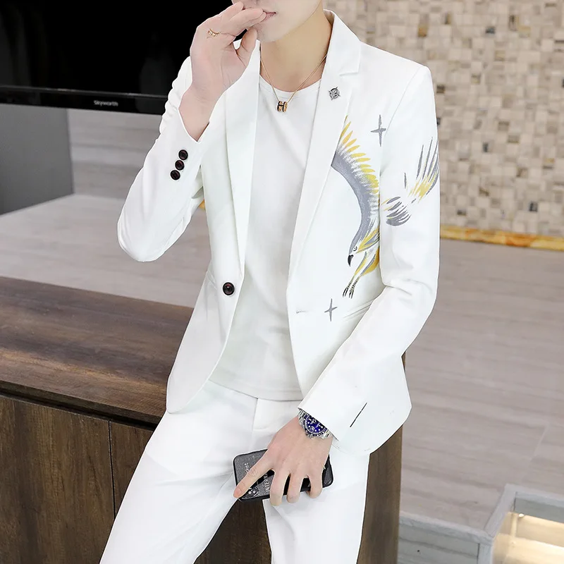 

2022 new men's suits for body decoration Korean version trend small suits youth casual handsome men's two-piece suit