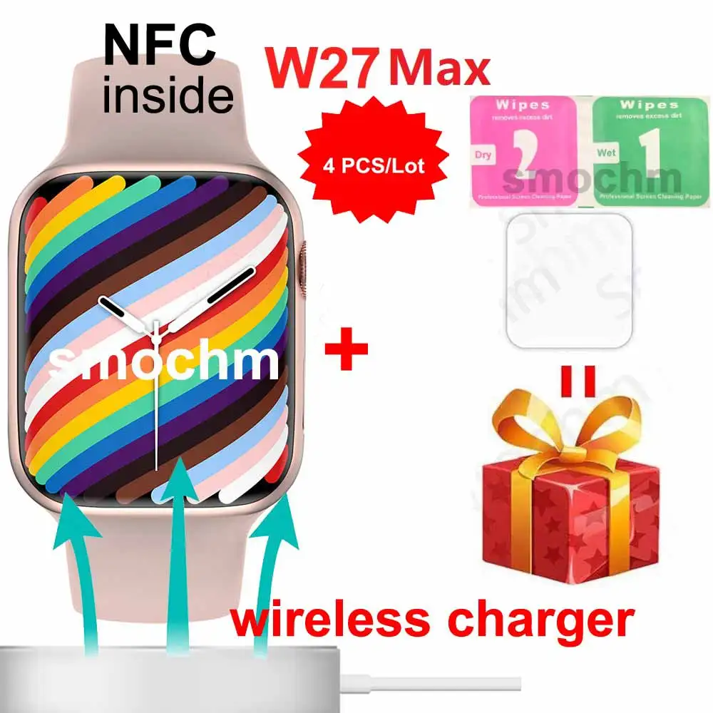 4 шт./лот Smochm IWO 14 W27Max NFC 1 9 дюйма 45 мм Смарт-часы 500 + часы загрузка Bluetooth