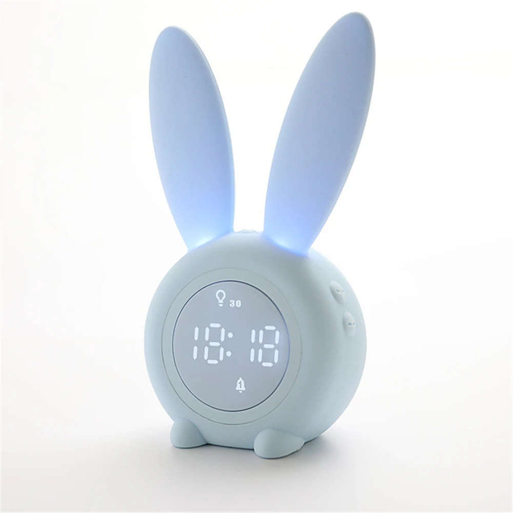 Cute Alarm Clock Children Rabbit Digital Alarm Clock USB Charge Night Light Bedside Desktop Kids Sleep Trainier Wake Up Clock images - 6
