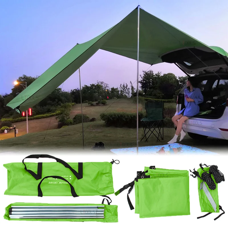 

Car Mounted Canopy Set Waterproof Sun-proof Car Side Awning Outdoor Camping Retractable Portable Vehicle Rear Tent with Parts