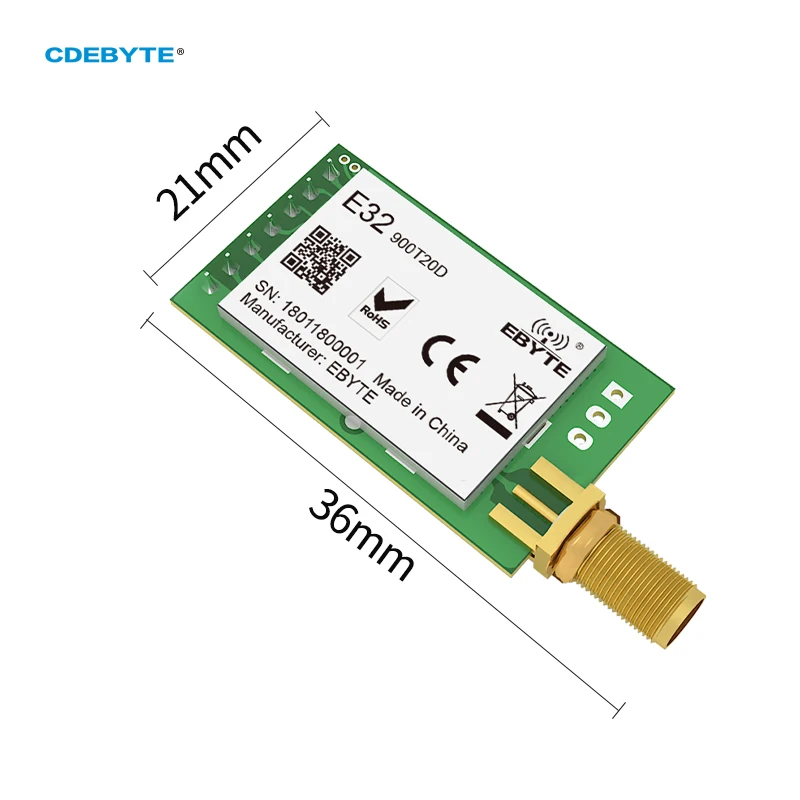 10PCS/lot SX1276 LoRa Spread Spectrum Wireless Transceiver 20dBm 862-931MHz E32-900T20D-V8.1 UART DIP 5500m SMA-K Long Range IoT