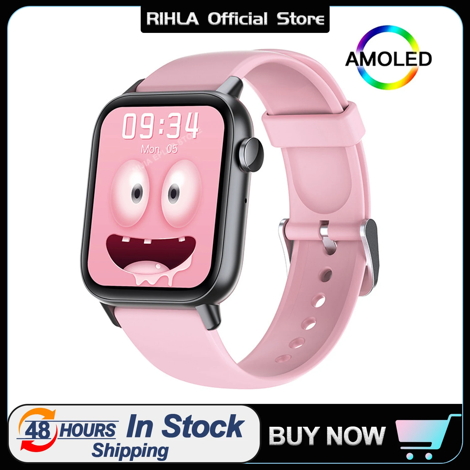 

Смарт-часы RIHLA женские с поддержкой Bluetooth, 1,72 дюйма, AMOLED-экран 340*380