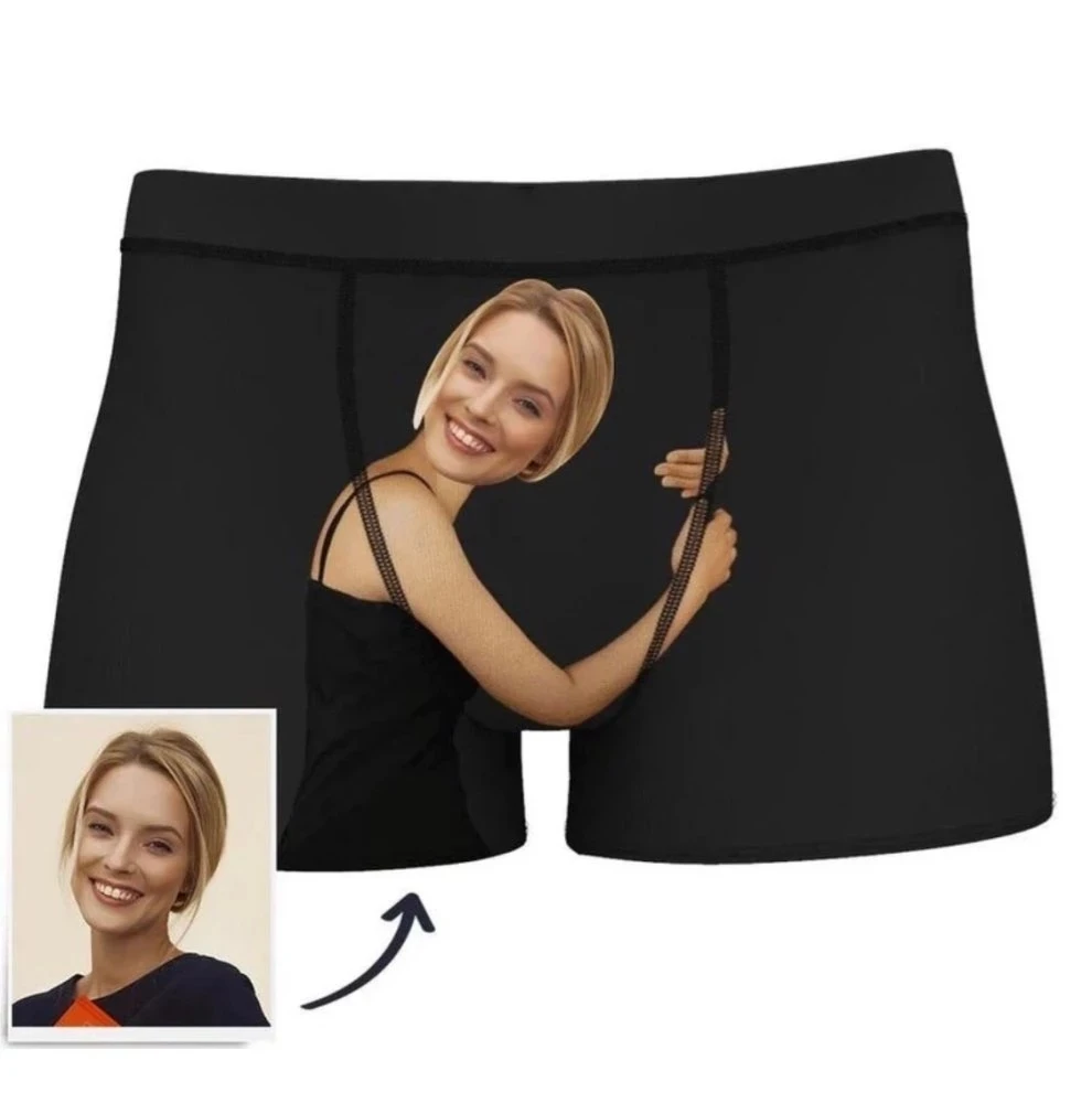 

Custom Photo Boxer Underwear for Him Boyfriend Husband Men Funny Face Novelty 3D Printed Personalized Shorts Underpants Briefs