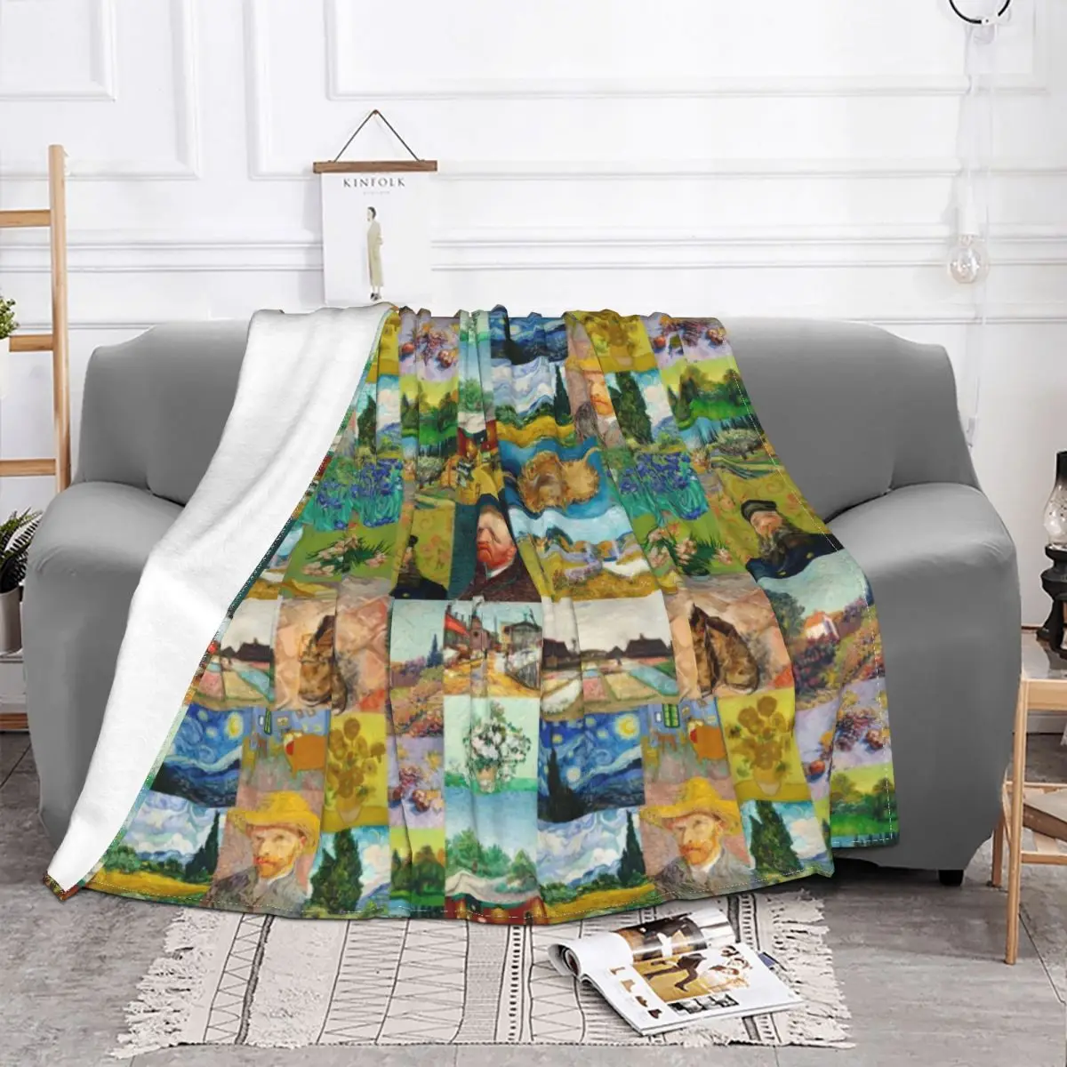 Фланелевое Одеяло с подсолнухами Ван Гога классное покрывало для дивана